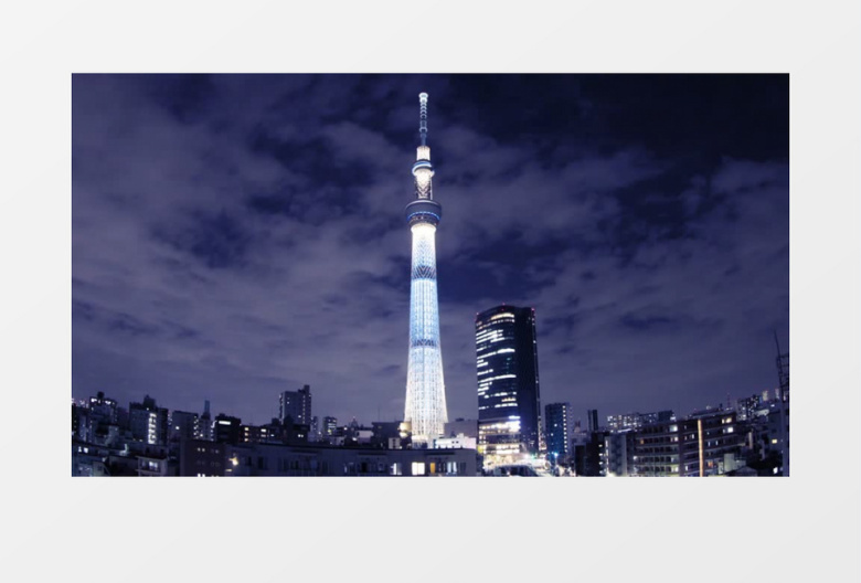 大气城市塔灯夜景展示实拍视频