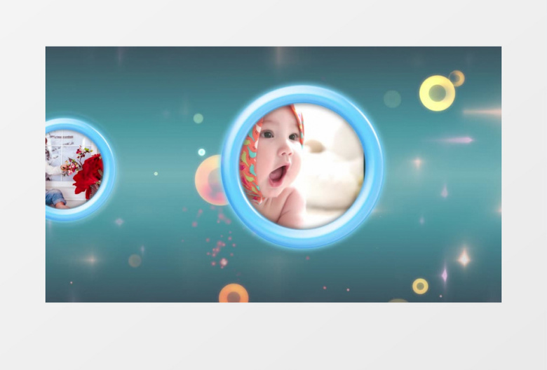 梦幻粒子光圈家庭儿童图片相册Pr模板