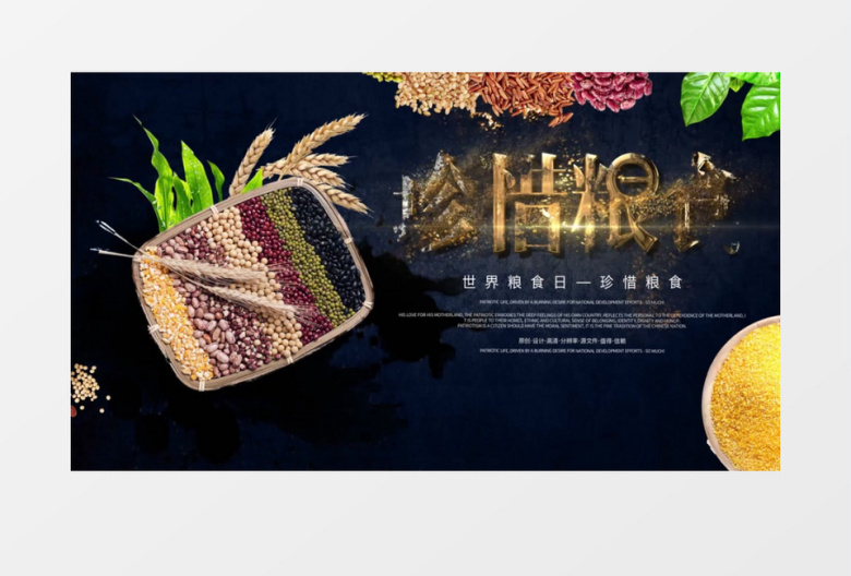 创意简约世界粮食日珍惜粮食AE模板