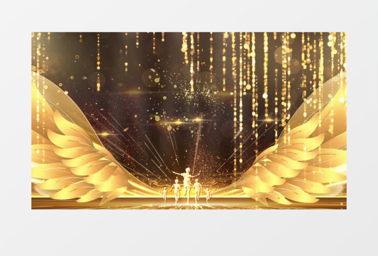 酷炫黑金冲刺未来金色翅膀年终晚会颁奖典礼背景视频