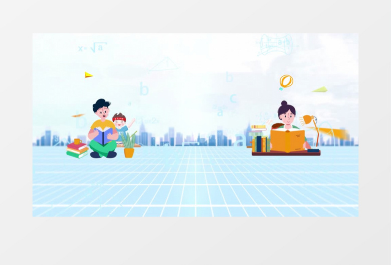 轻快清新卡通风学习视频背景