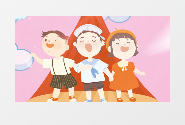 清新粉色儿童节片头pr模板