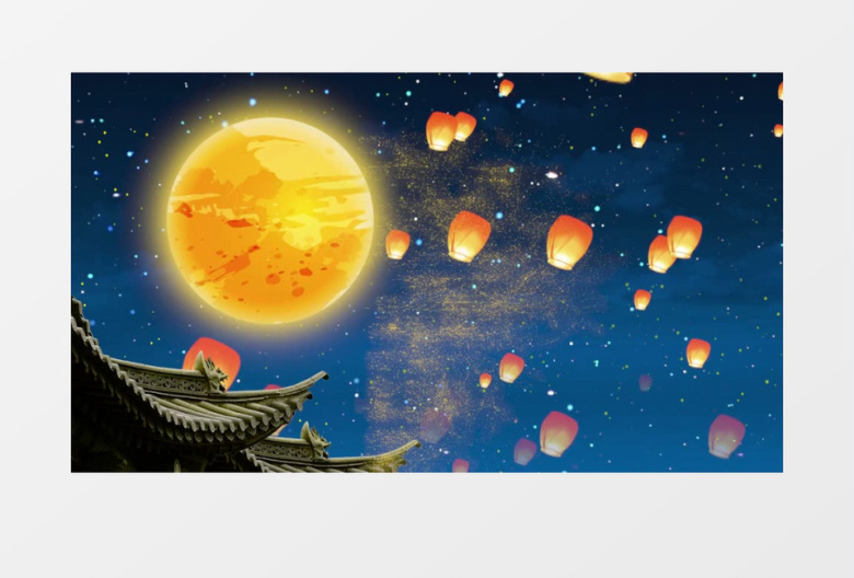 蓝色中国风中元节背景视频