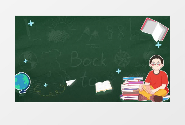 卡通学校黑板片头背景视频