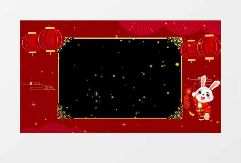 中式兔年新年喜庆拜年边框后期素材
