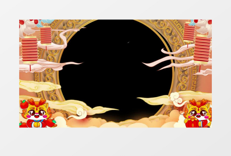 国潮风龙年春节祝福边框透明通道后期素材