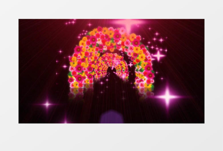 绚丽拱门花闪亮光线光效背景视频（有音乐）