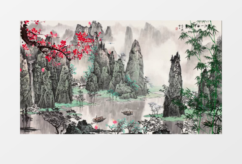 中国风水墨画风格背景AE模板