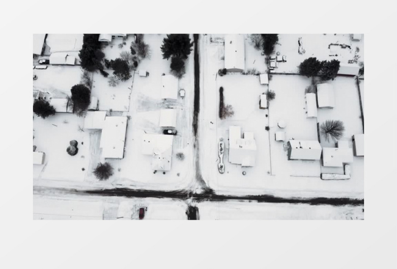 航拍道路被冰雪覆盖实拍视频素材