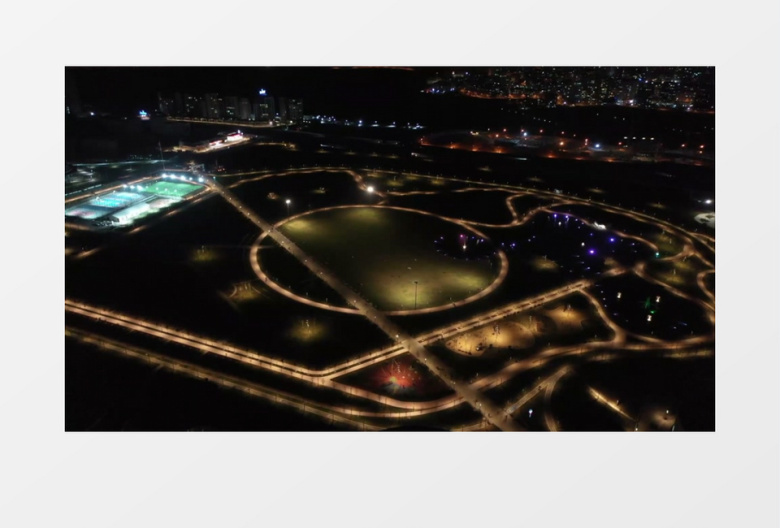 航拍城市道路夜景景观实拍视频素材