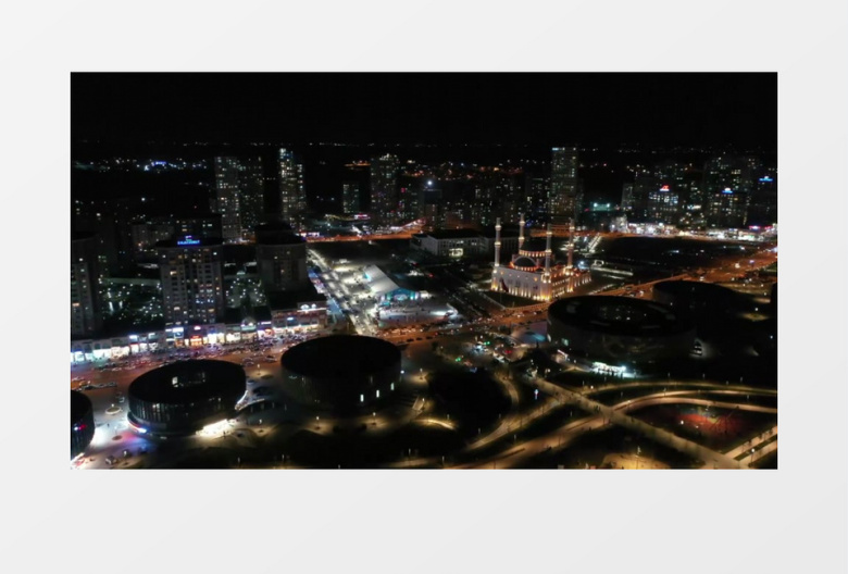 航拍城市建筑道路夜景实拍视频素材