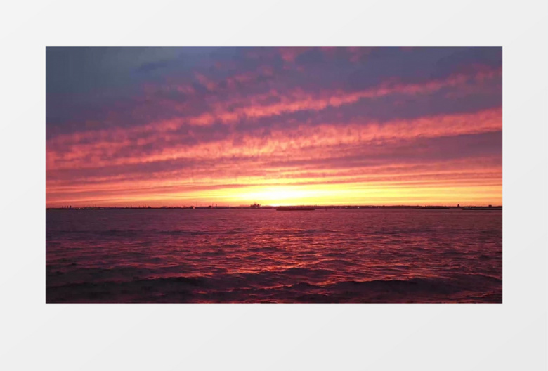 延时拍摄夕阳下的海面实拍视频素材