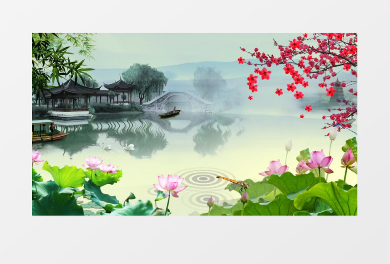中国风唯美水墨江南风景视频素材