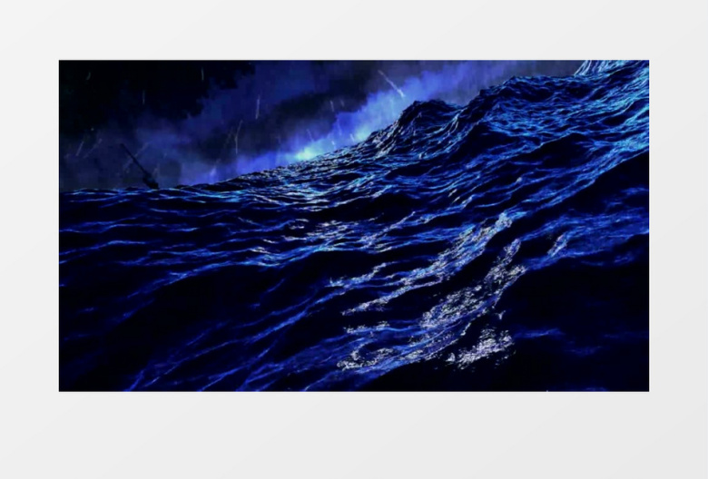  波涛汹涌的海面上雷电交加 背景视频