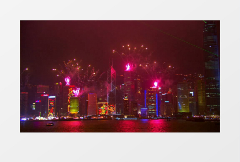 动态城市夜景烟花背景视频素材