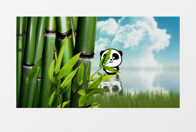 竹林旁湖面上自然清新的logoAE模板