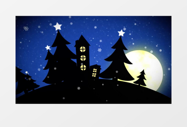 地球上的月圆之夜树枝剪影旋转模板