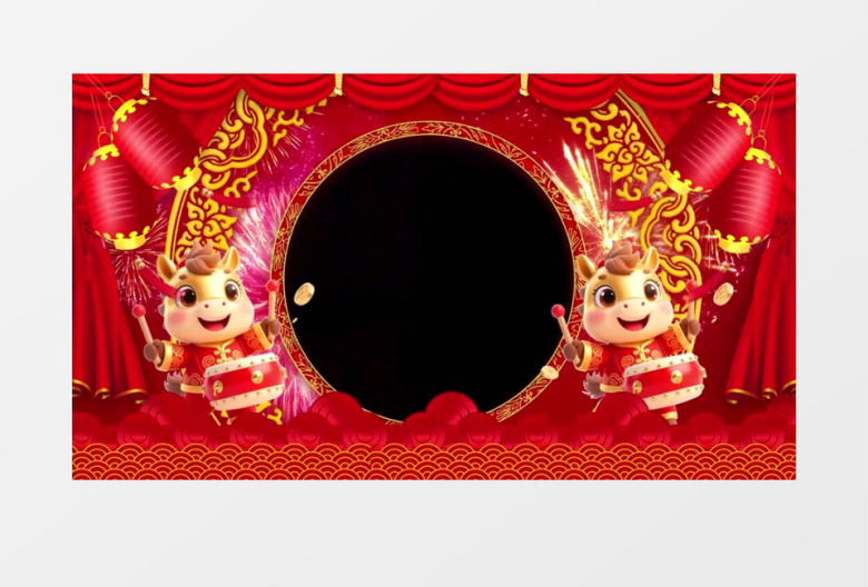 红色马年春节拜年新年AE视频模板