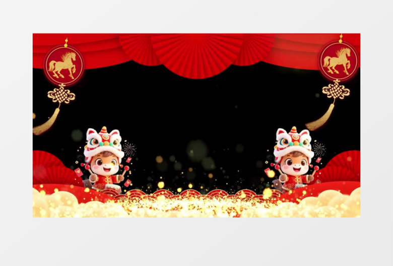 大气新年马年祝福片头边框AE模板