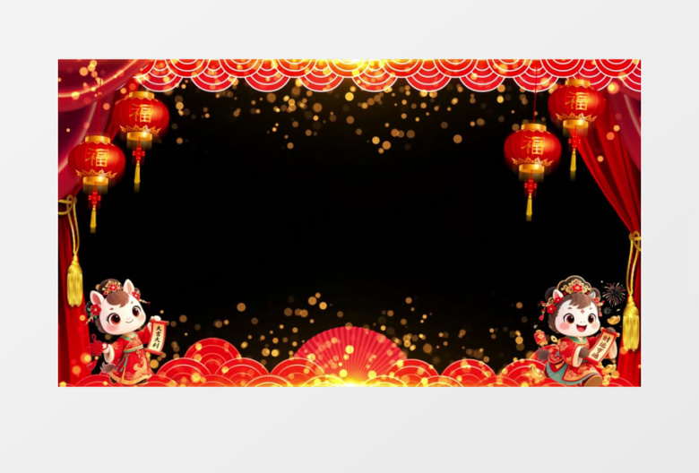 4K马年喜庆新年祝福边框后期素材