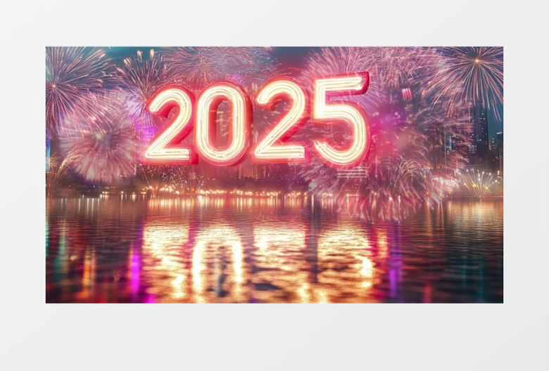 迎新年庆元旦元旦跨年江边烟花背景视频